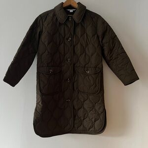 Dark Green Lightly Quilted Puffer Jacket
